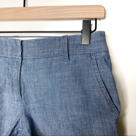J. Crew Chambray Midrise Chino Shorts Blue 0 - Picture 2 of 6